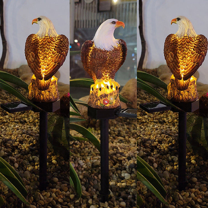 Utendørs Ørnugle Statue LED Solhage Lys Vanntett Plenlampe | Skanto