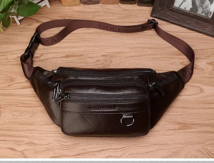 Skanto | Ekte Kuskinn Lær Livveske for Menn – Stor Kapasitet Fanny Pack, Belte & Krysse Reiseveske