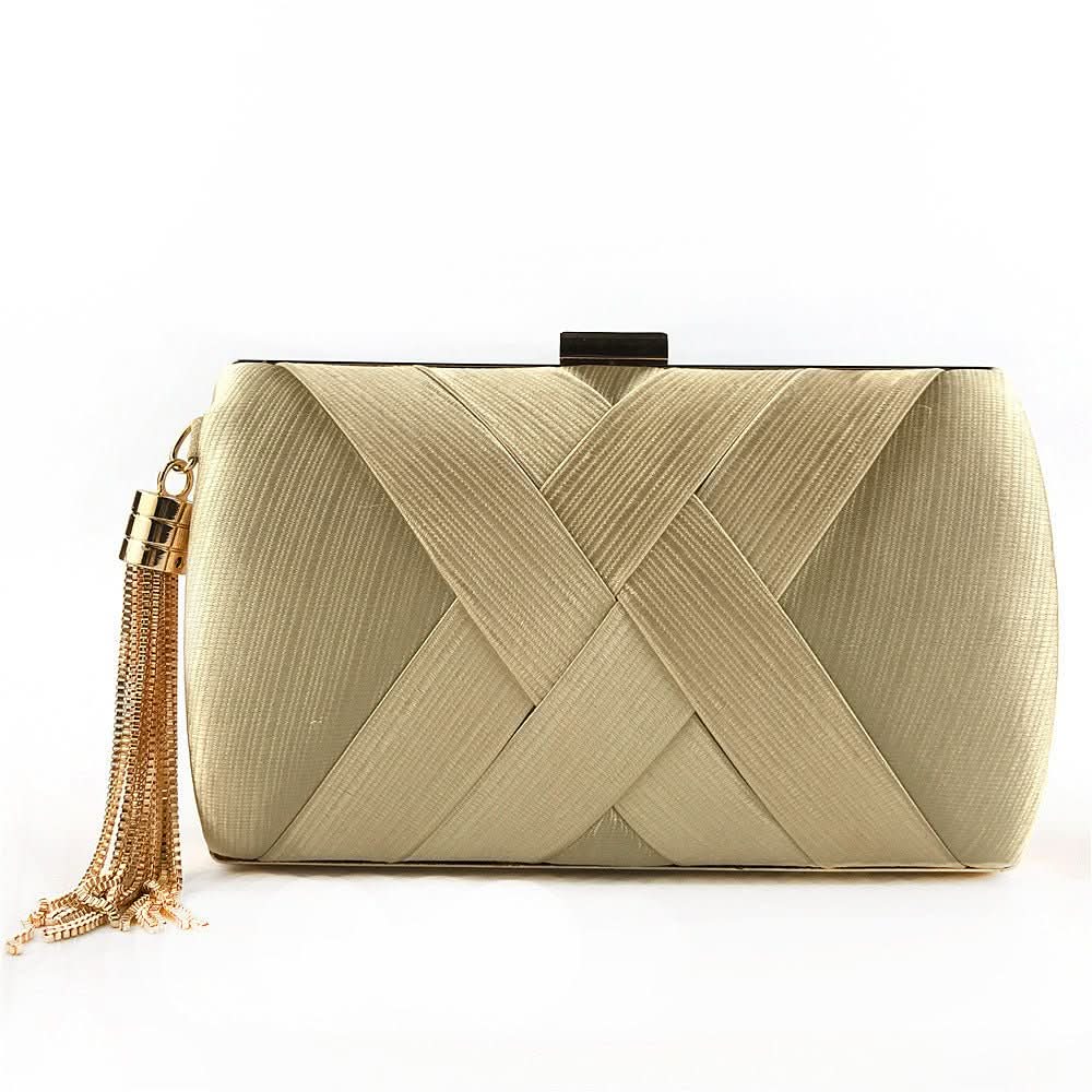 Skanto | Bellavine Satin Kvelds Clutch | Luksuriøs Kvast Håndveske for Bryllup, Galas og Elegante Kvelder