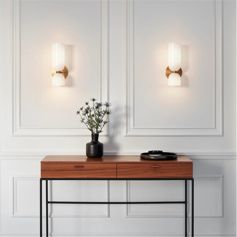 Glaswandleuchte med Doppellampen-Design