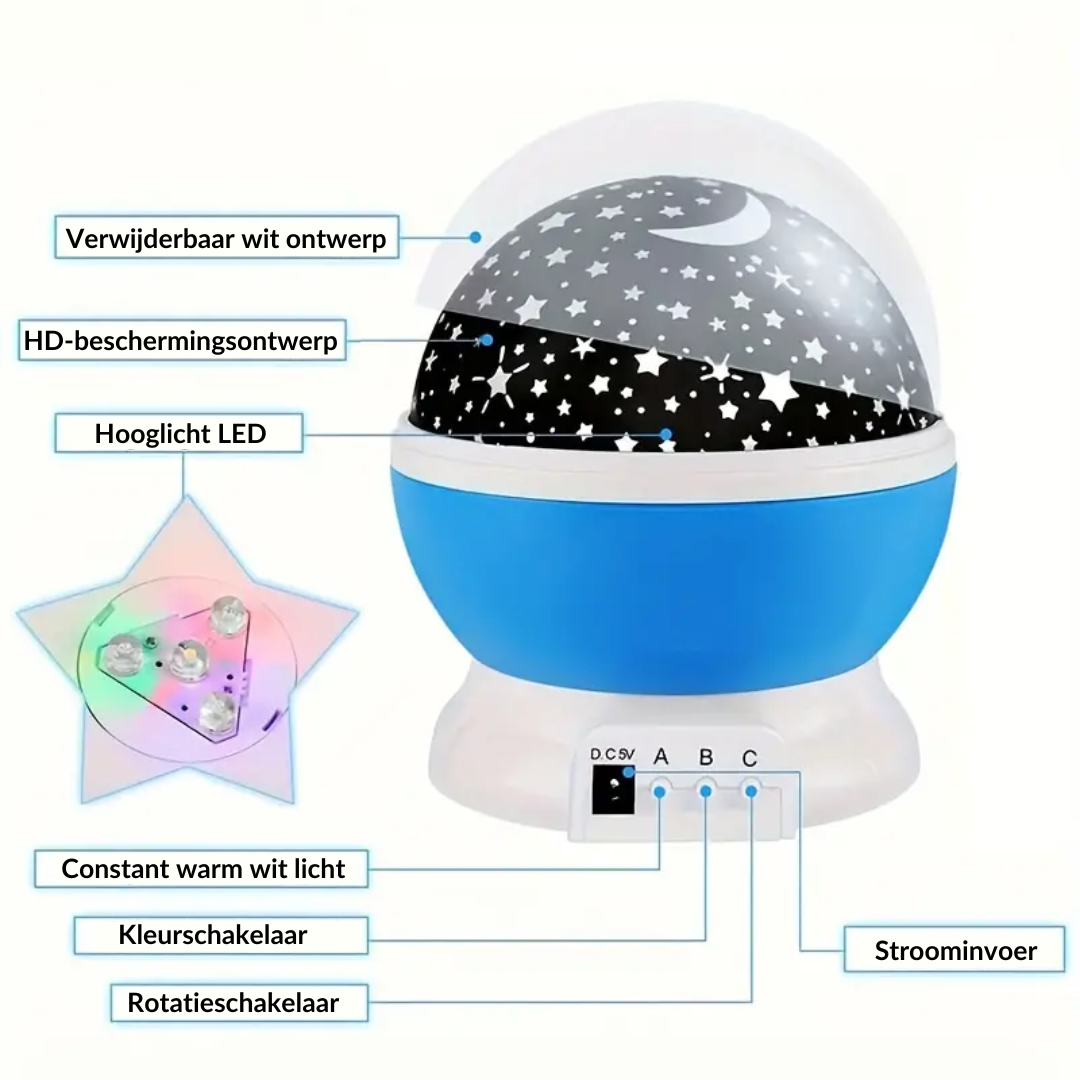 Skanto | Stjerneprojektor Nattlampe - Luna