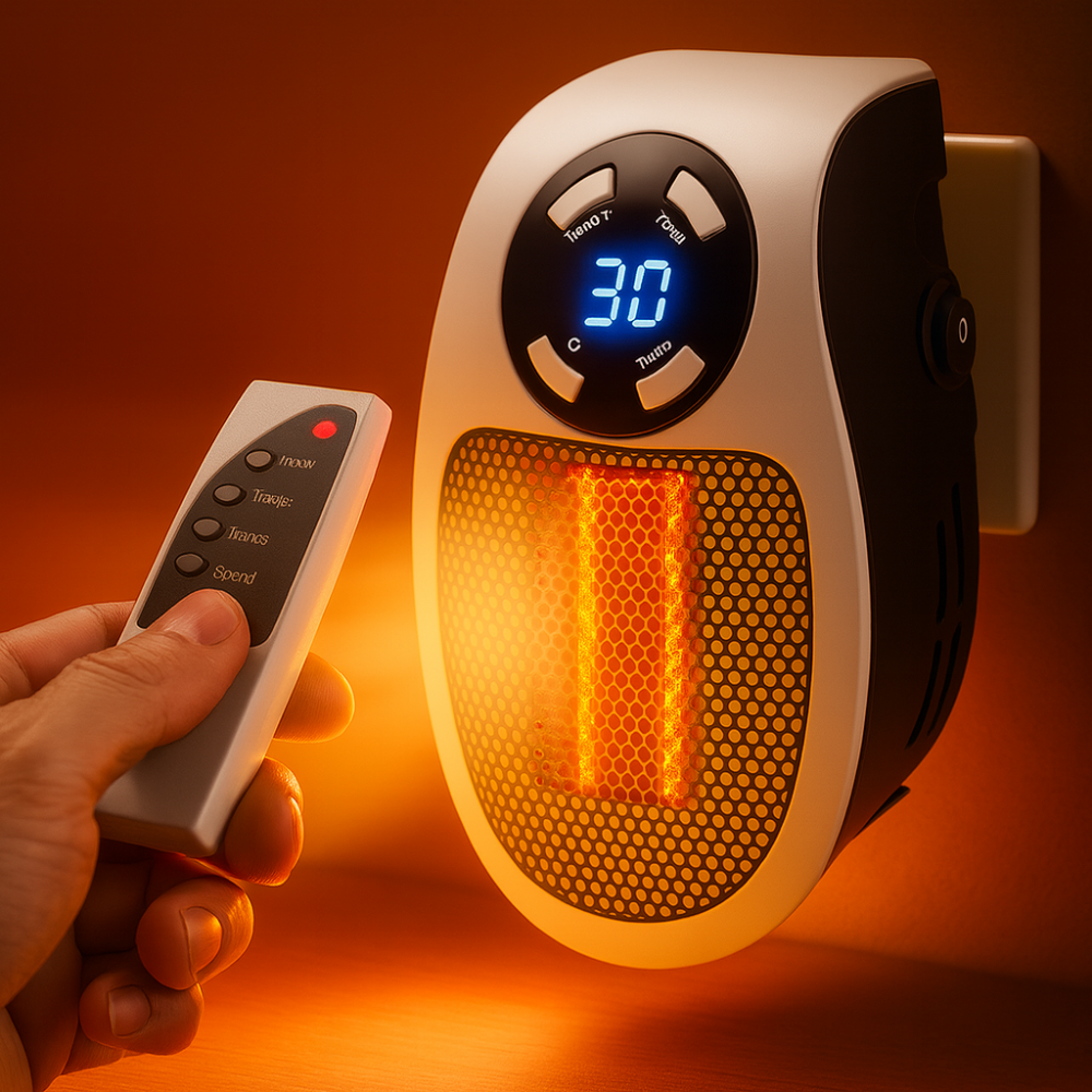 Skanto | Elektrisk romvarmer Portable 500W Mini veggplugg varmer fjernkontroll