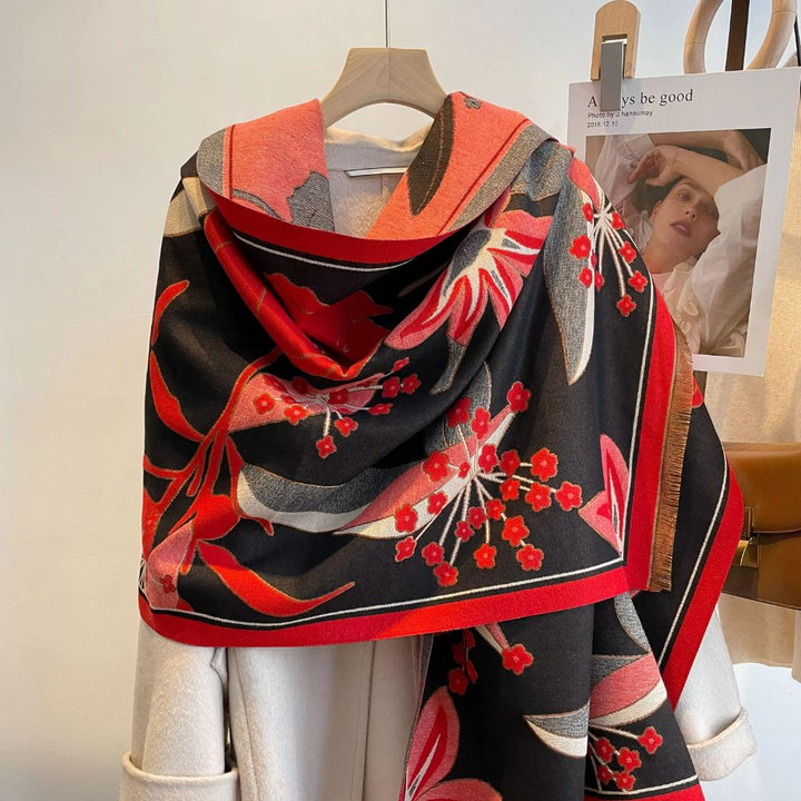 Skanto | Elegant Floral Jacquard Vevd Skjerf
