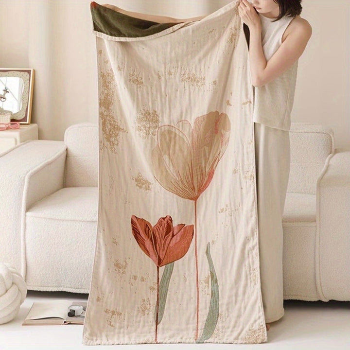 Skanto | Elegant Floral Print Badetøfler Blanket