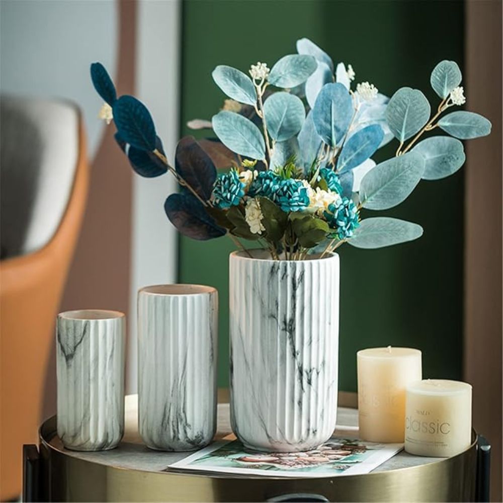 Skanto | Elegant Vertikal Marmor Keramikk Vase
