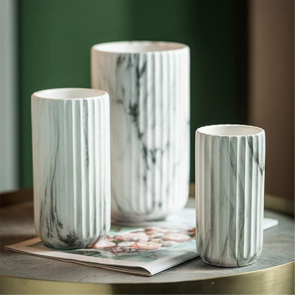 Skanto | Elegant Vertikal Marmor Keramikk Vase