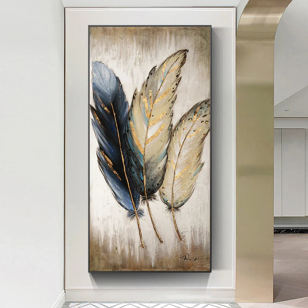 Elegant Fjær Store Størrelser Veggkunst Fine Art Lerretstrykk Stilig Bilde For Foyer Stue Kjøkken Kunst For Moderne Interiør | Skanto