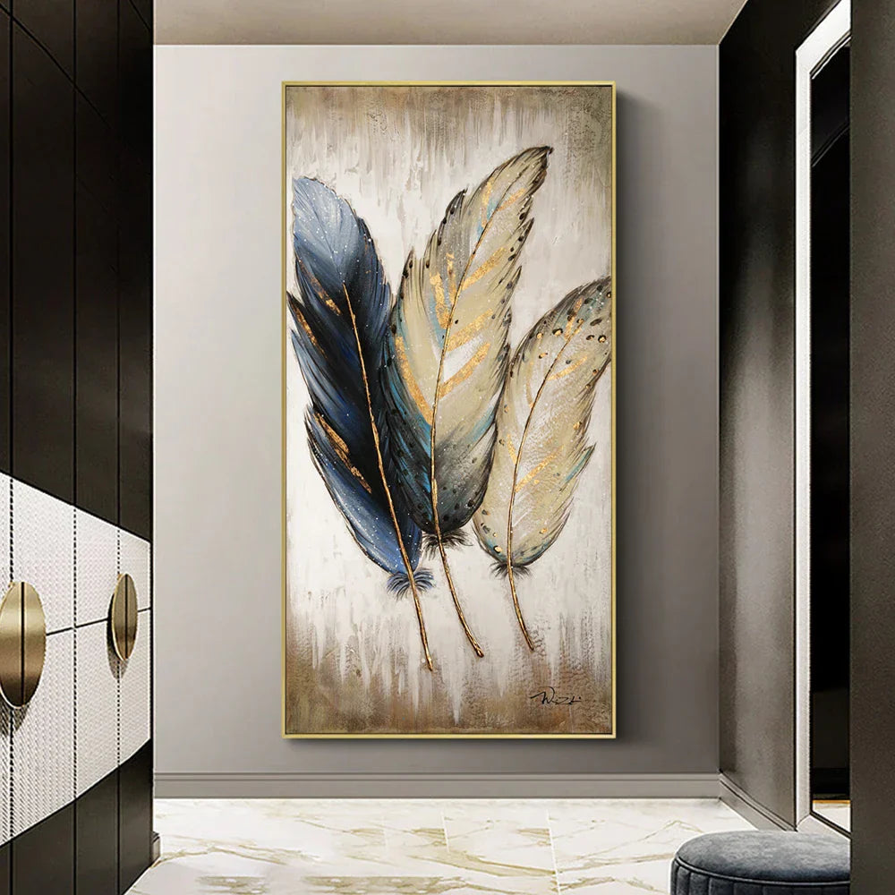 Elegant Fjær Store Størrelser Veggkunst Fine Art Lerretstrykk Stilig Bilde For Foyer Stue Kjøkken Kunst For Moderne Interiør | Skanto