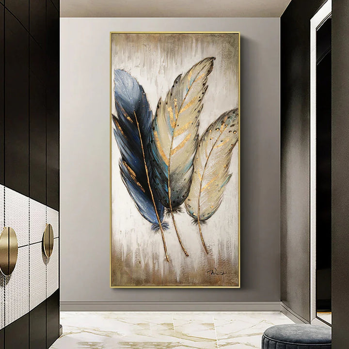 Elegant Fjær Store Størrelser Veggkunst Fine Art Lerretstrykk Stilig Bilde For Foyer Stue Kjøkken Kunst For Moderne Interiør | Skanto