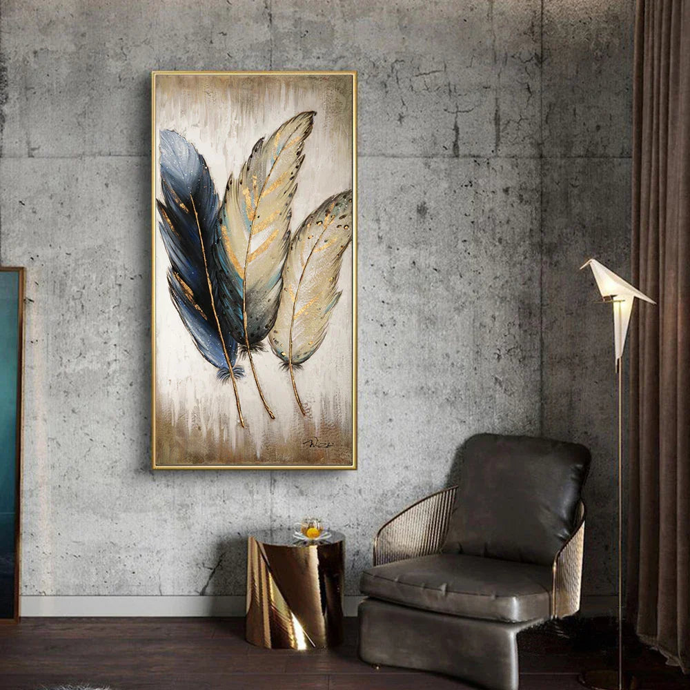 Elegant Fjær Store Størrelser Veggkunst Fine Art Lerretstrykk Stilig Bilde For Foyer Stue Kjøkken Kunst For Moderne Interiør | Skanto