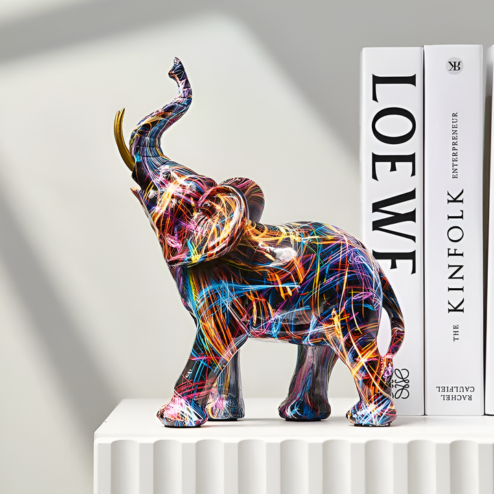 ColorPower Elefantenstatue – Dekorativ statue mit lebhavten Mustern
