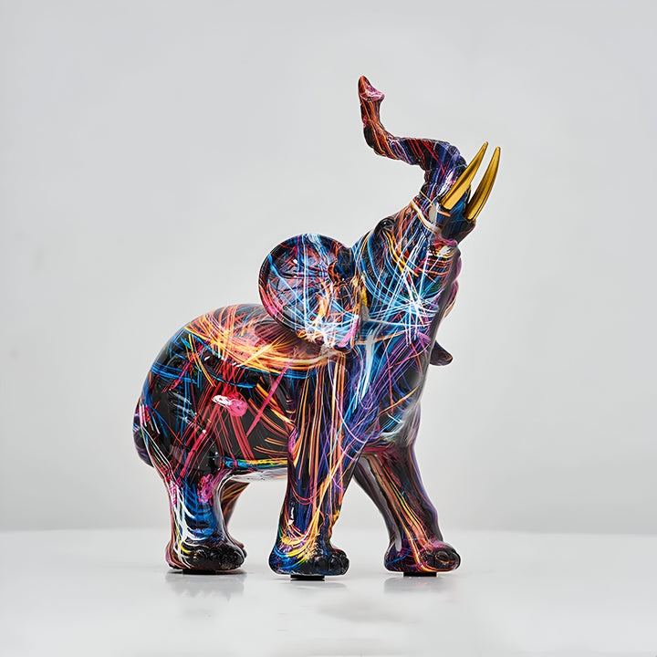 ColorPower Elefantenstatue – Dekorativ statue mit lebhavten Mustern