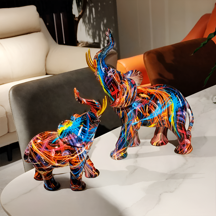 ColorPower Elefantenstatue – Dekorativ statue mit lebhavten Mustern