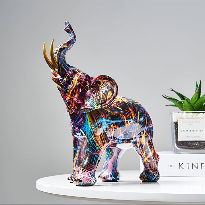 ColorPower Elefantenstatue – Dekorativ statue mit lebhavten Mustern