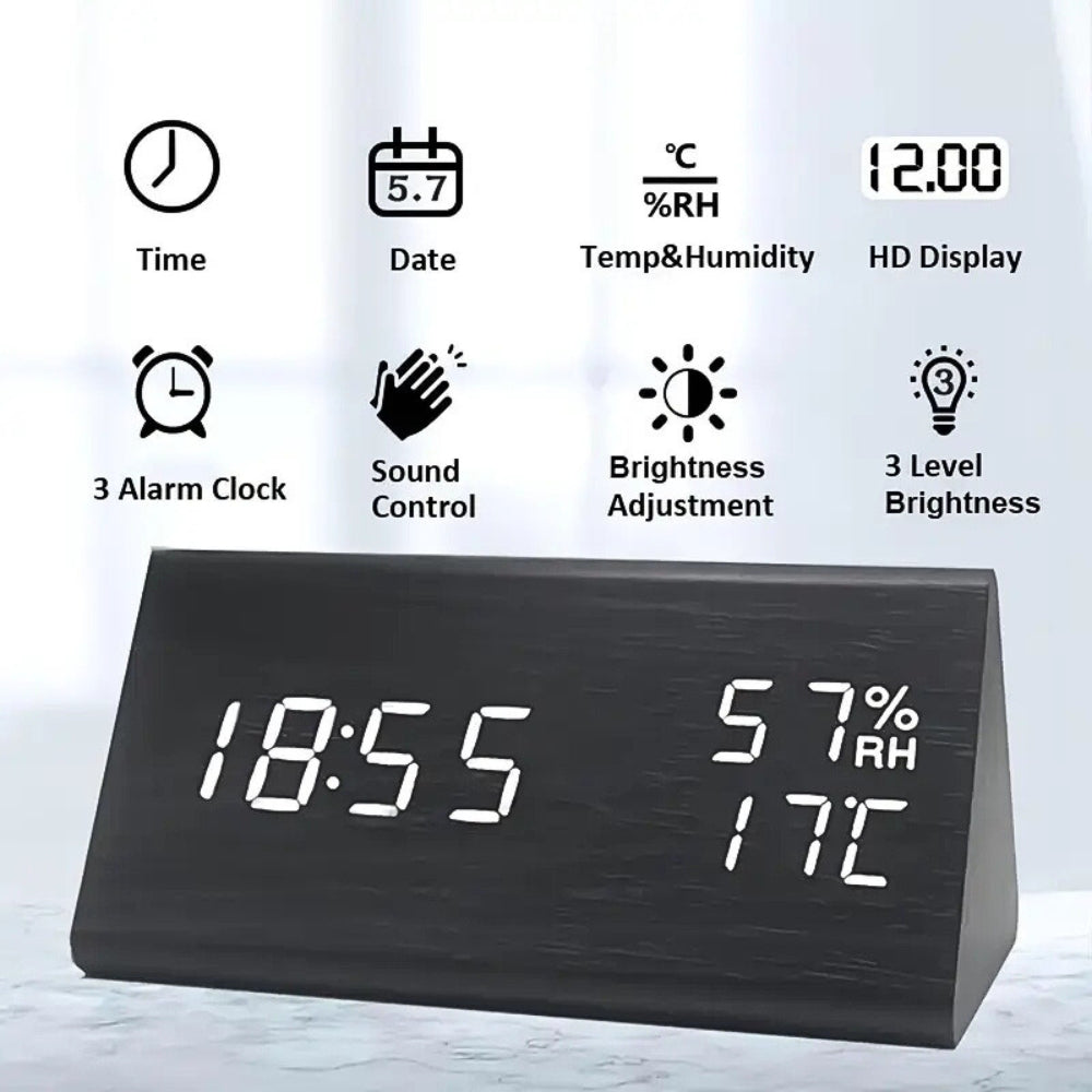 Skanto | Elora Tre LED Vekkerklokke Digital Skjerm