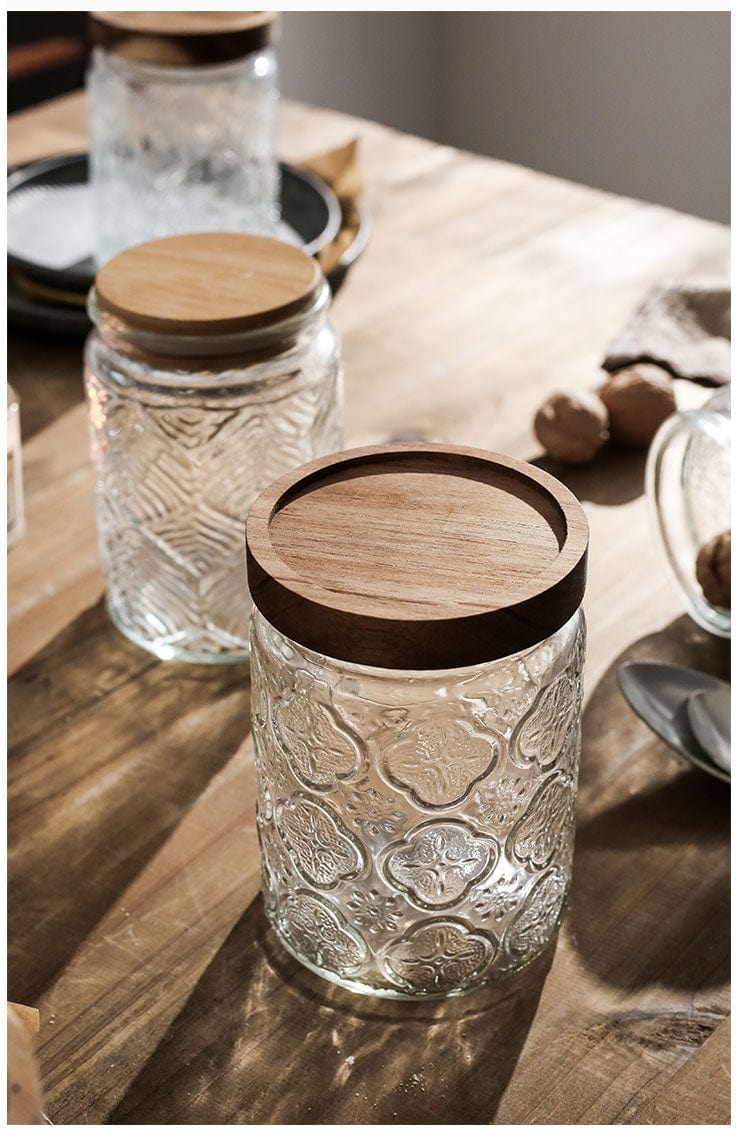Pr prägemønster blomst glassbeholder Skanto