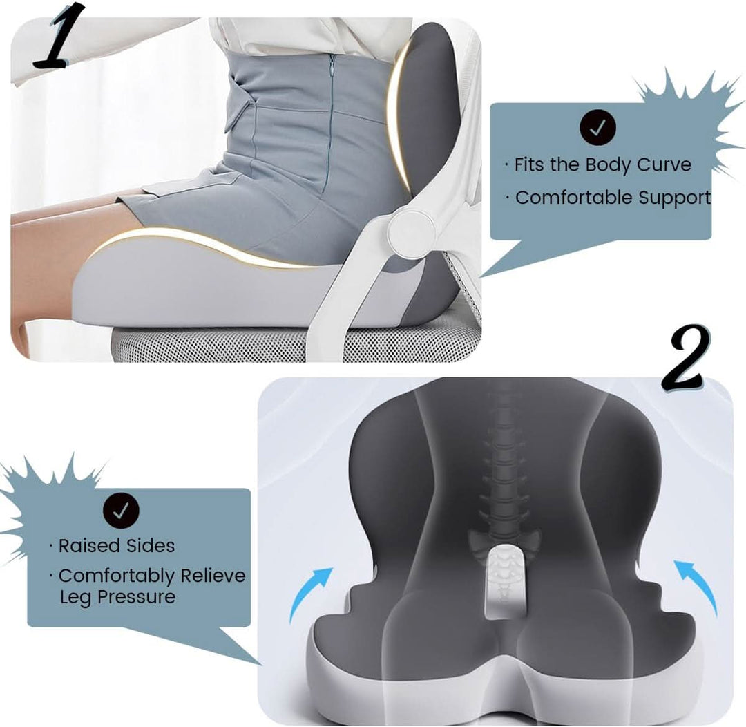 Skanto | Ergonomisk Setepute med Lumbalstøtte for Kontor, Bil & Reiser