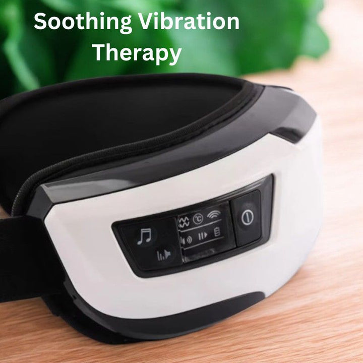 Skanto | Bærbar Øyemassasje med Beroligende Varme, Vibrasjon og Bluetooth Musikk