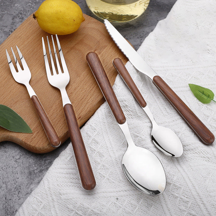 Norvo | Stål Flatware Set med Trehåndtak