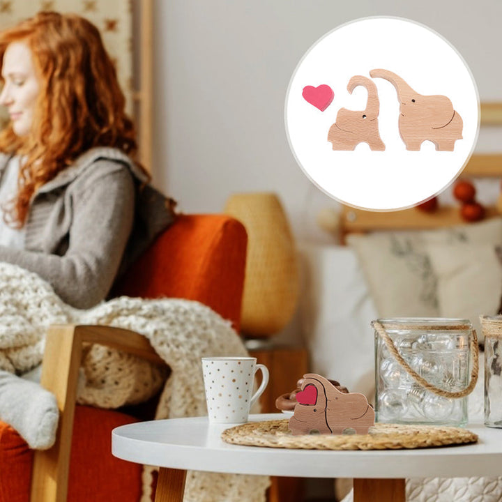 Skanto | Søtt dyrefamilie ornament, tre puslespill figur - 🎁Kjærlighetsgave