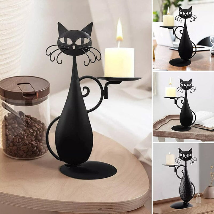 Skanto | Svart katt lysestake