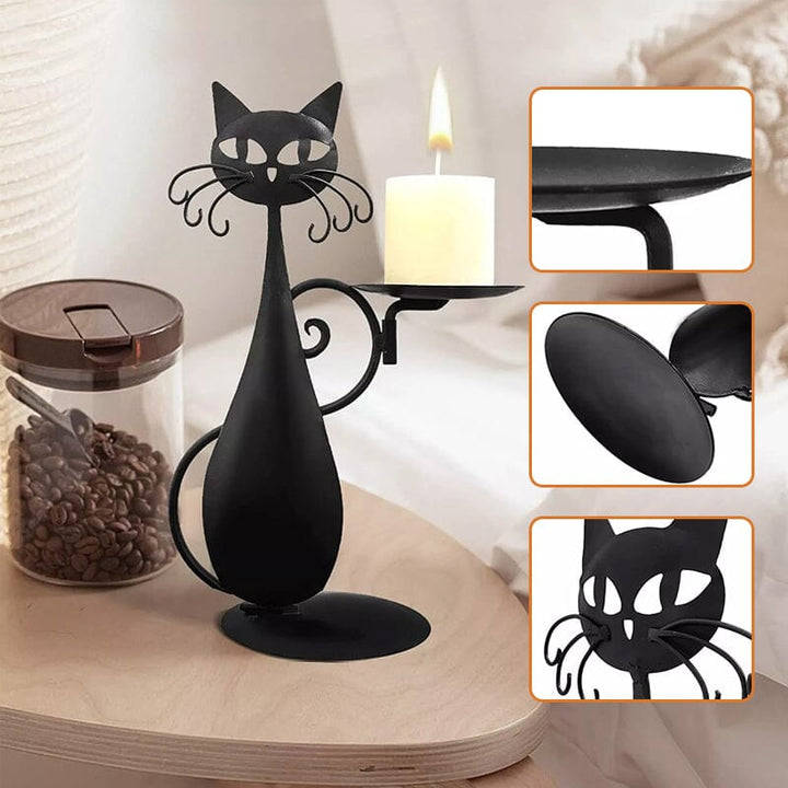 Skanto | Svart katt lysestake