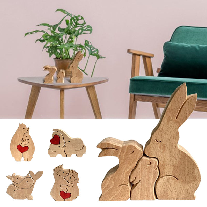 Skanto | Søtt dyrefamilie ornament, tre puslespill figur - 🎁Kjærlighetsgave