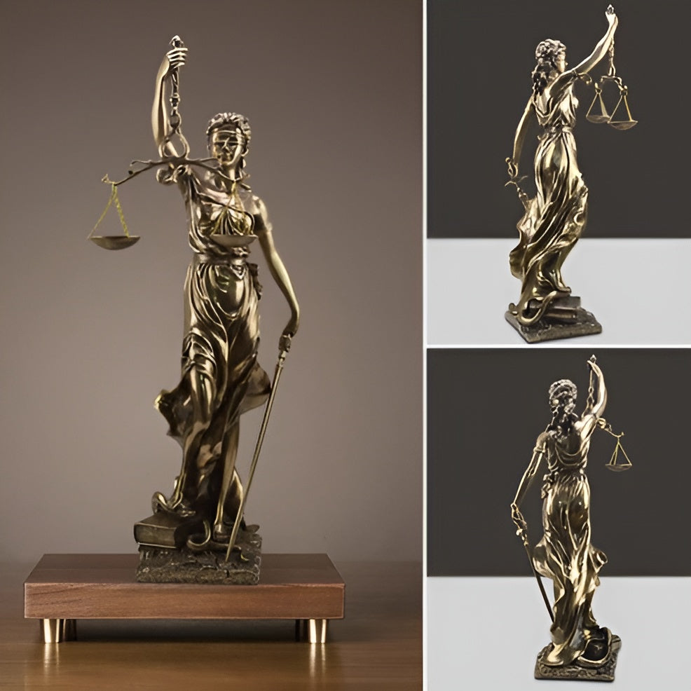 Statue av Godin of Justice – En elegant dekorativ skulptur av Justitia