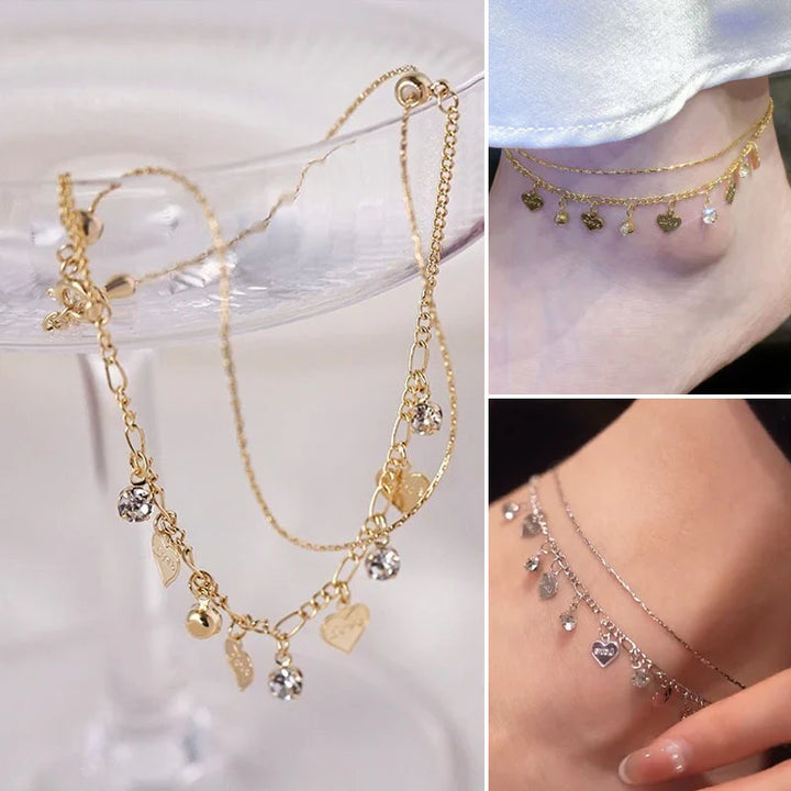 Skanto | Krystallbesatt ankelkjede med diamantfringer