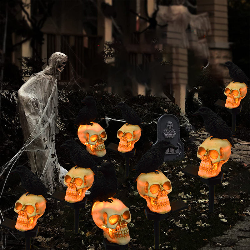 Skanto | Halloween Solenergisk Hodeskalle Kråke Dekorative Lys
