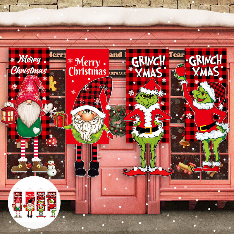 Norvo | Juledekorasjon Hengende Grinch Ansiktsløs Dukke Dør Hengende Flagg Hageflagg