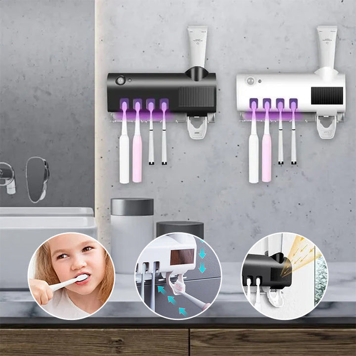 Skanto | Smart UV Lys Sterilisator Tannbørsteholder, Veggmontert Tannkremdispenser