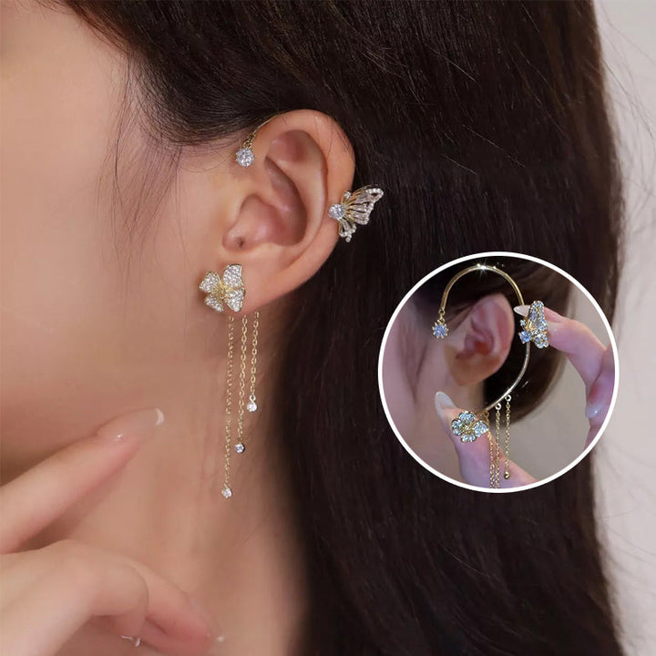 Skanto | Butterfly Blomst Rem Style Zircon Øredobber