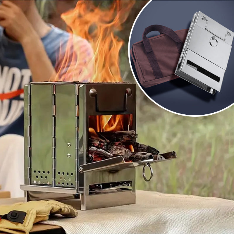 Skanto | Utendørs sammenleggbart vedovn mini rustfritt stål grill camping piknik