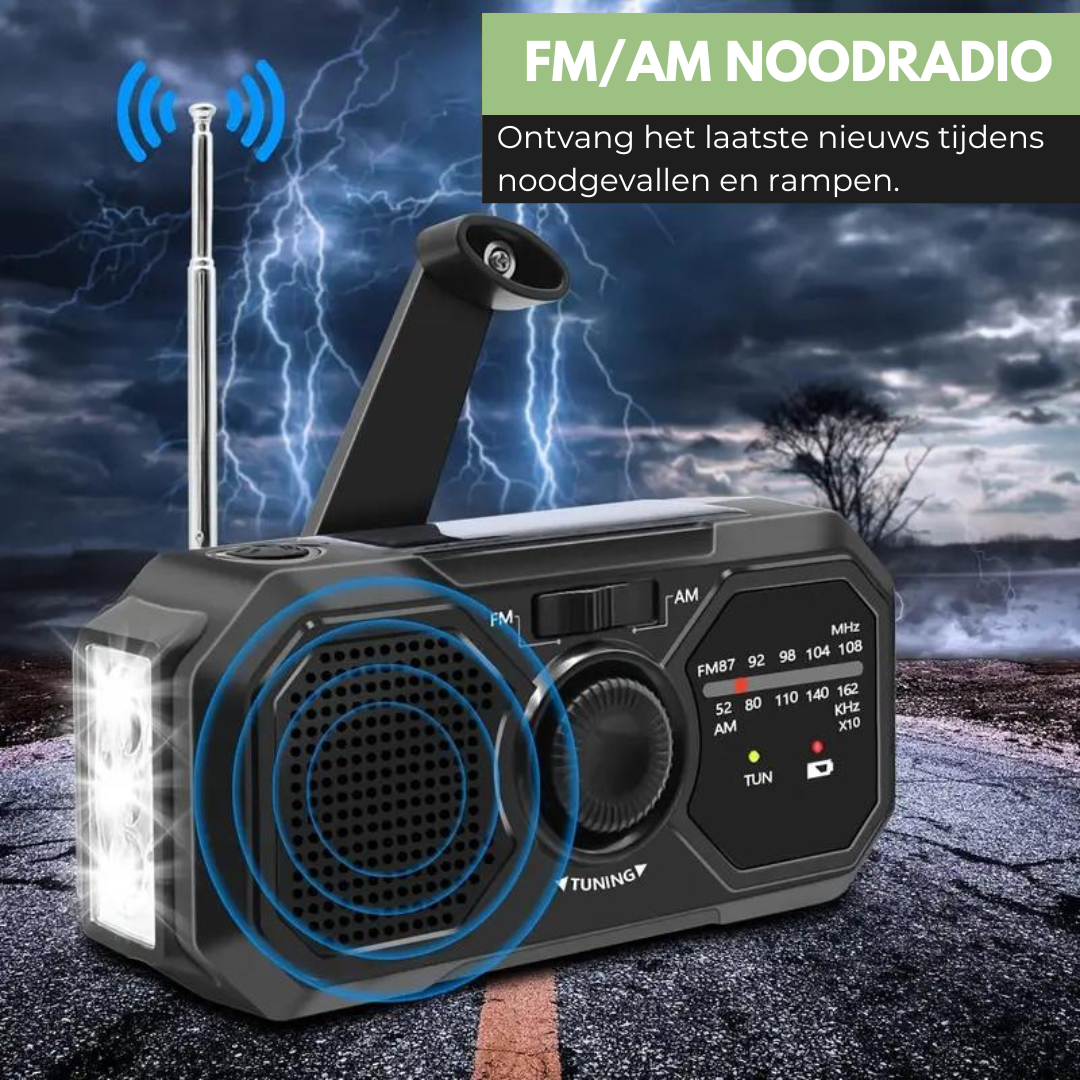 PowerGuard - Multifunksjonell Nødradio med Solcellepanel | Skanto