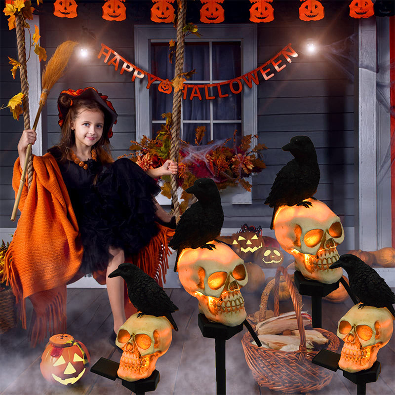 Skanto | Halloween Solenergisk Hodeskalle Kråke Dekorative Lys