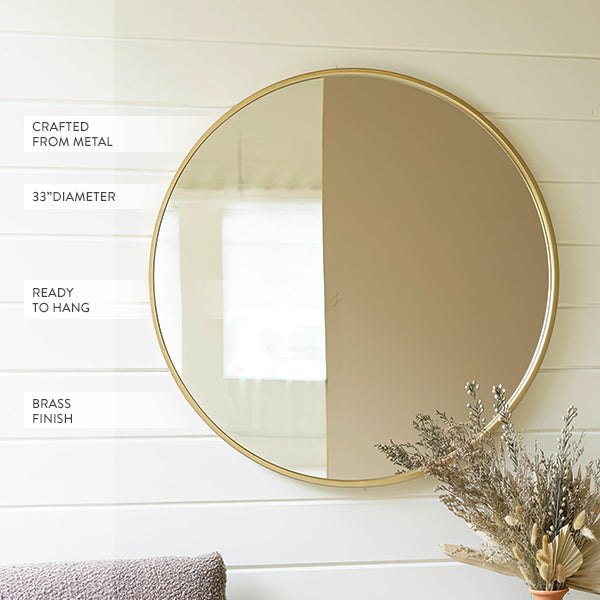 Skanto | Vintage-stil messingramme rund speil