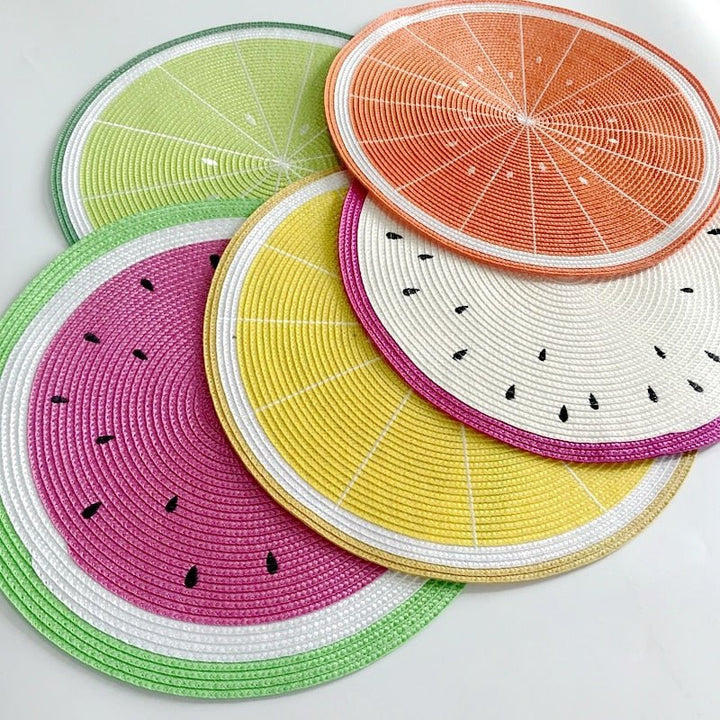 Skanto | Dekorativt bordmatte-sett med fruktmotiver