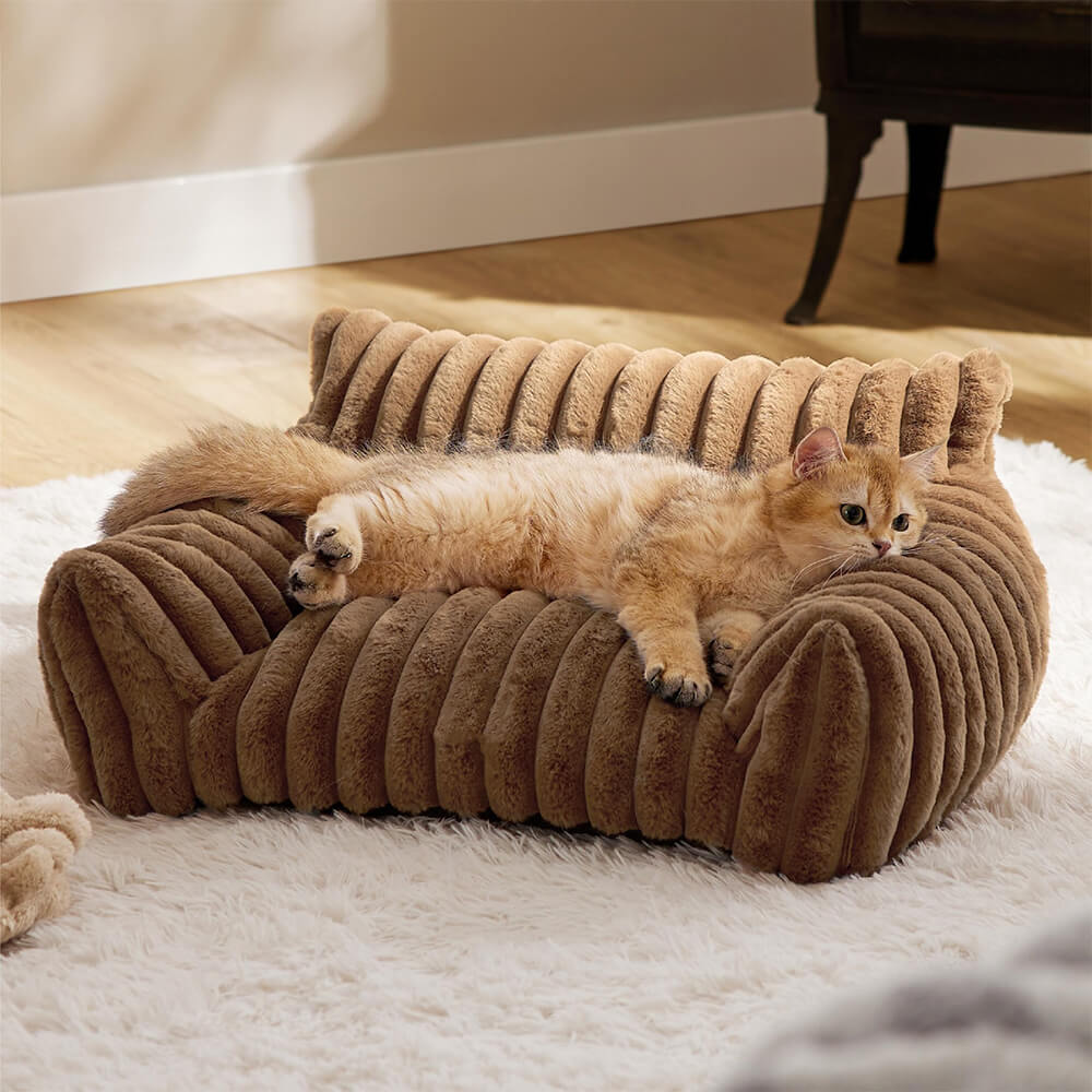 Faux Rabbit Fur Wave Pet Bed Ultimate Comfort Support | Skanto