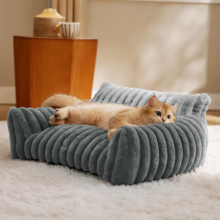 Faux Rabbit Fur Wave Pet Bed Ultimate Comfort Support | Skanto