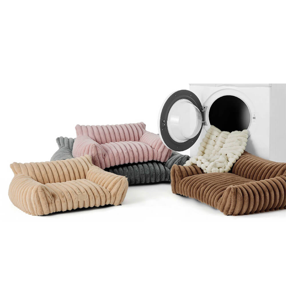 Faux Rabbit Fur Wave Pet Bed Ultimate Comfort Support | Skanto