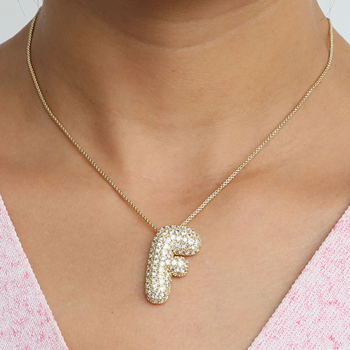 Skanto | Chunky Bubble Diamond Dazzle Initial Halskjeder