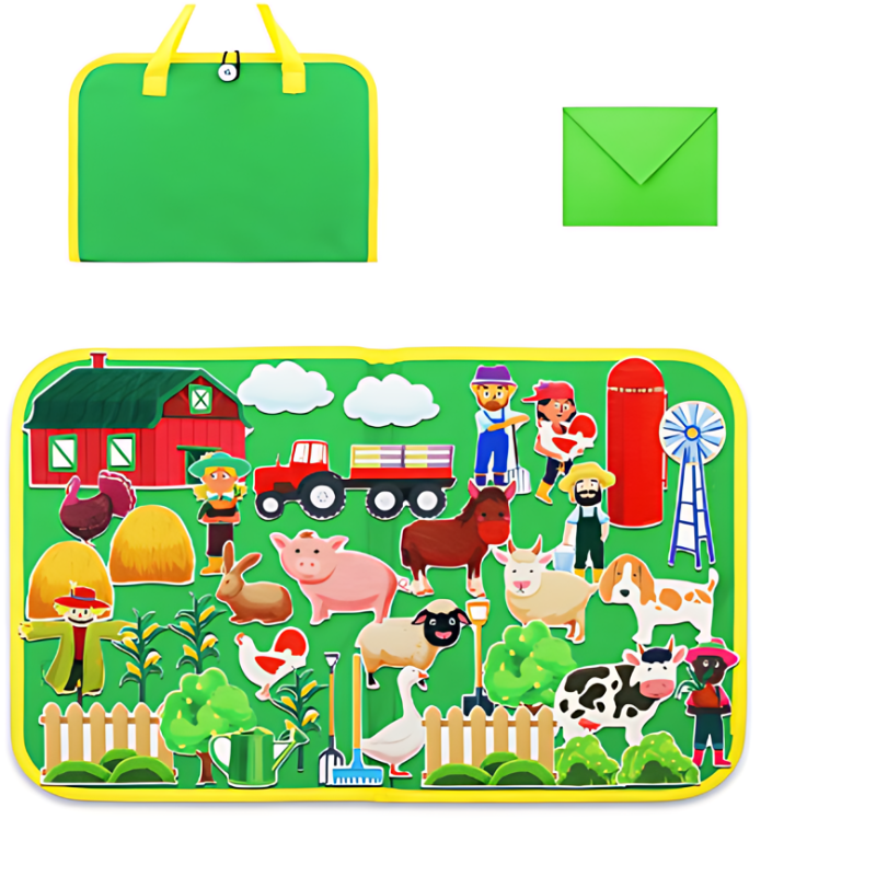 Norvo | Montessori Filt | Rolig lek - Læringsrik Busy Board med Filt Dyr for Barn