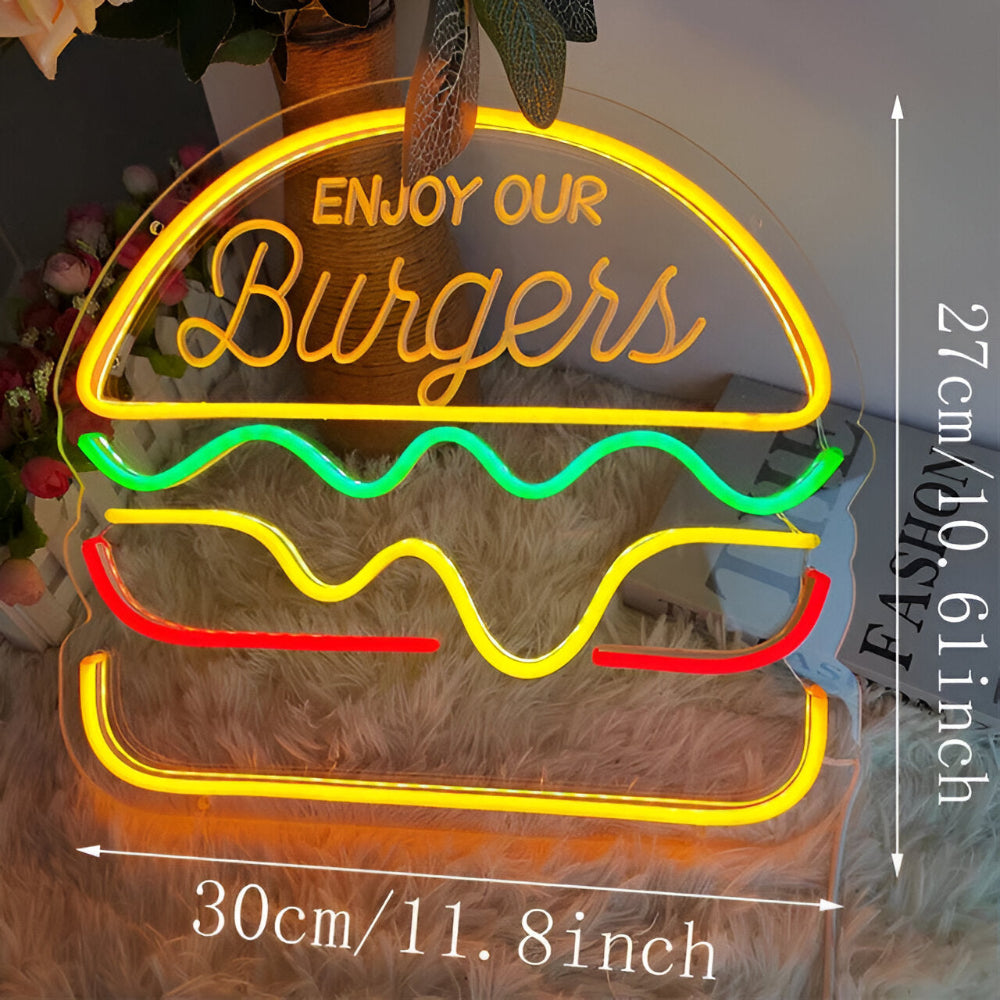 Skanto | Fast Food LED Neon Lys – Fargerik Veggdekorasjon med USB Tilkobling