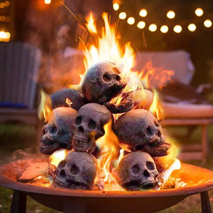 Skanto | SkullFire Ornament – Brannsikker Hodeskallefigur laget av Harpiks for Gothic & Halloween Dekorasjon