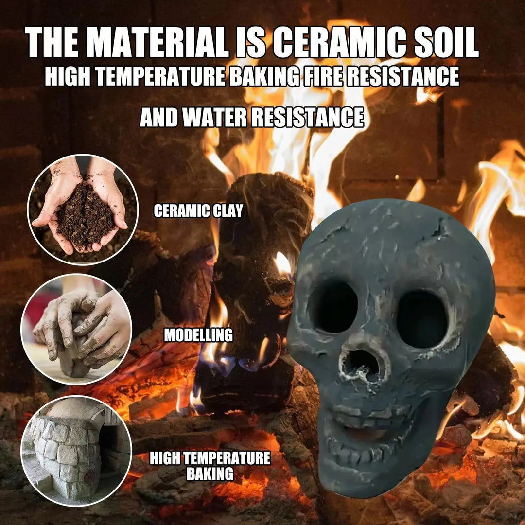 Skanto | SkullFire Ornament – Brannsikker Hodeskallefigur laget av Harpiks for Gothic & Halloween Dekorasjon