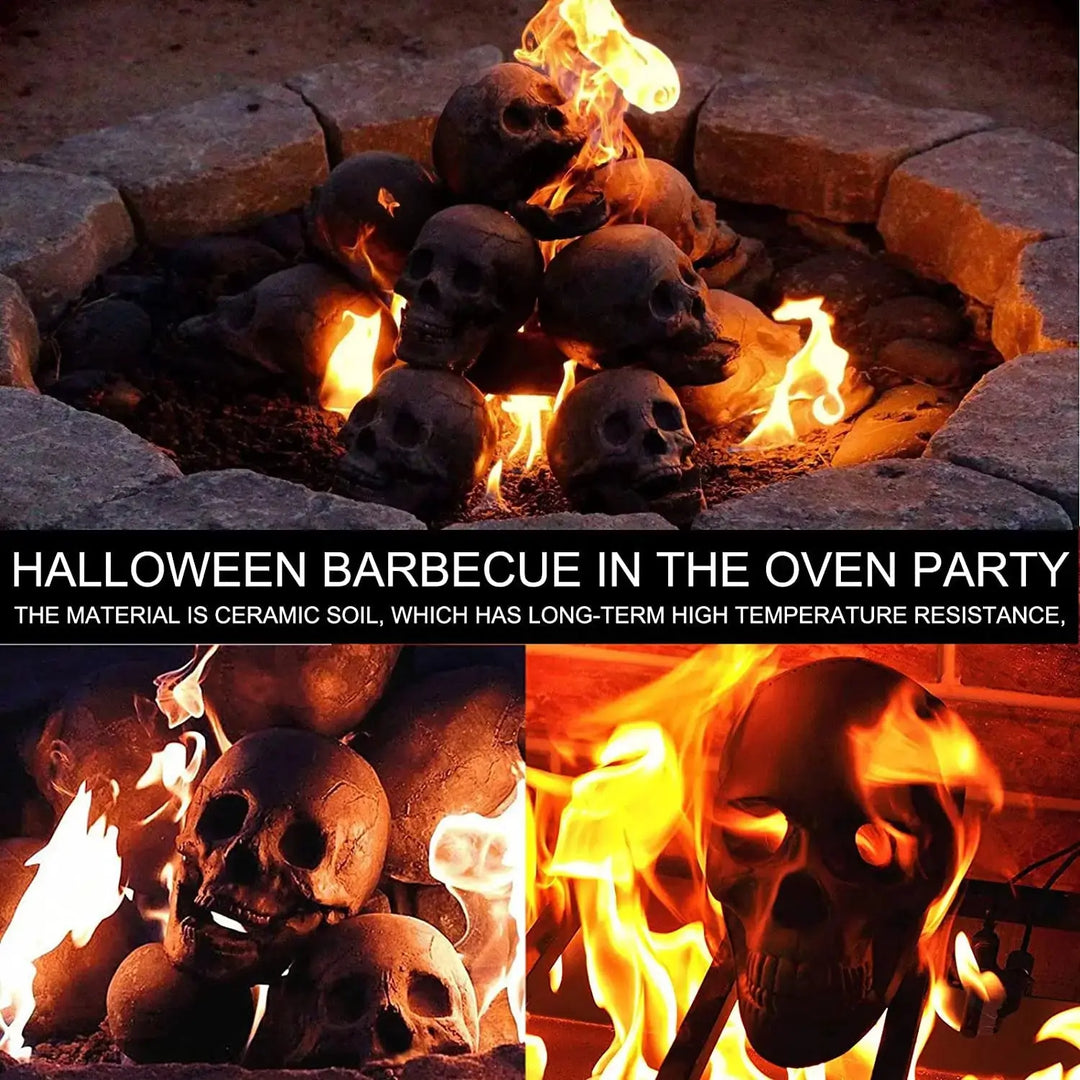 Skanto | SkullFire Ornament – Brannsikker Hodeskallefigur laget av Harpiks for Gothic & Halloween Dekorasjon