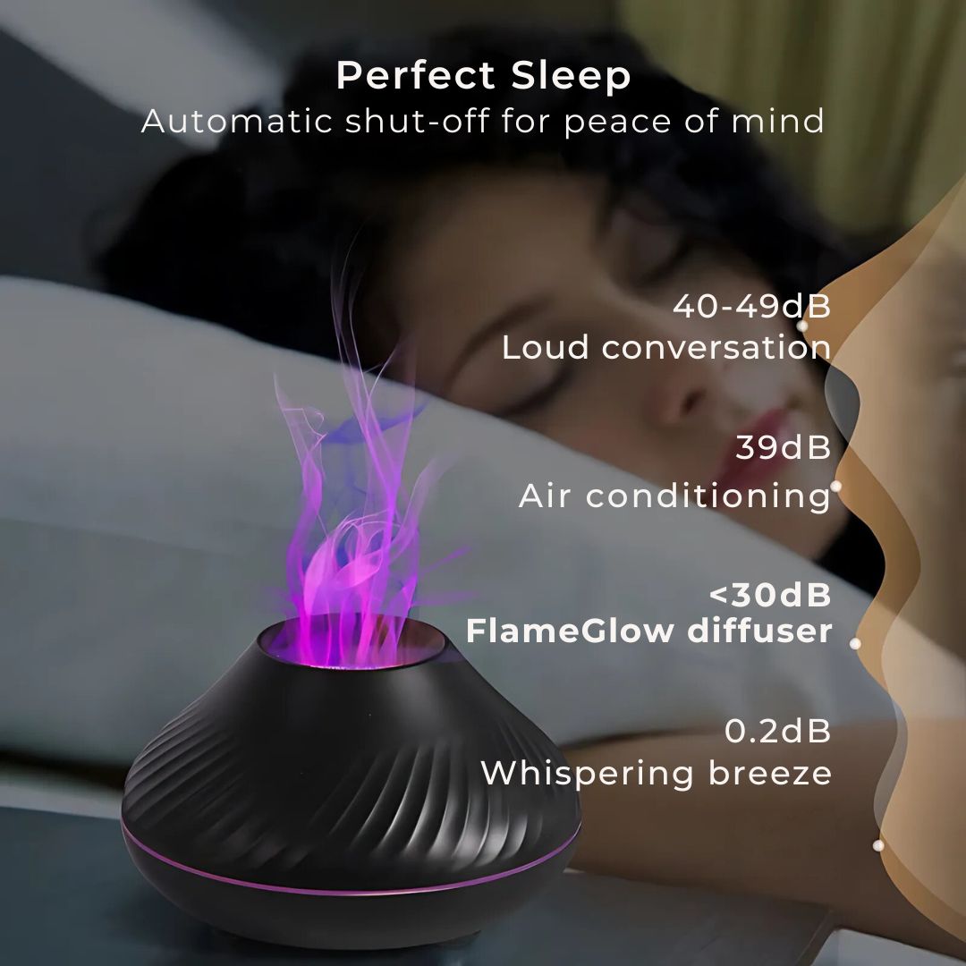 FlameGlow Luftfukter Aromaterapi Diffuser | Tilfører Fuktighet - Lindrer Tørr Luft - Hjelper med å Slappe Av - Stille Diffuser for Hjem eller Kontor Skanto