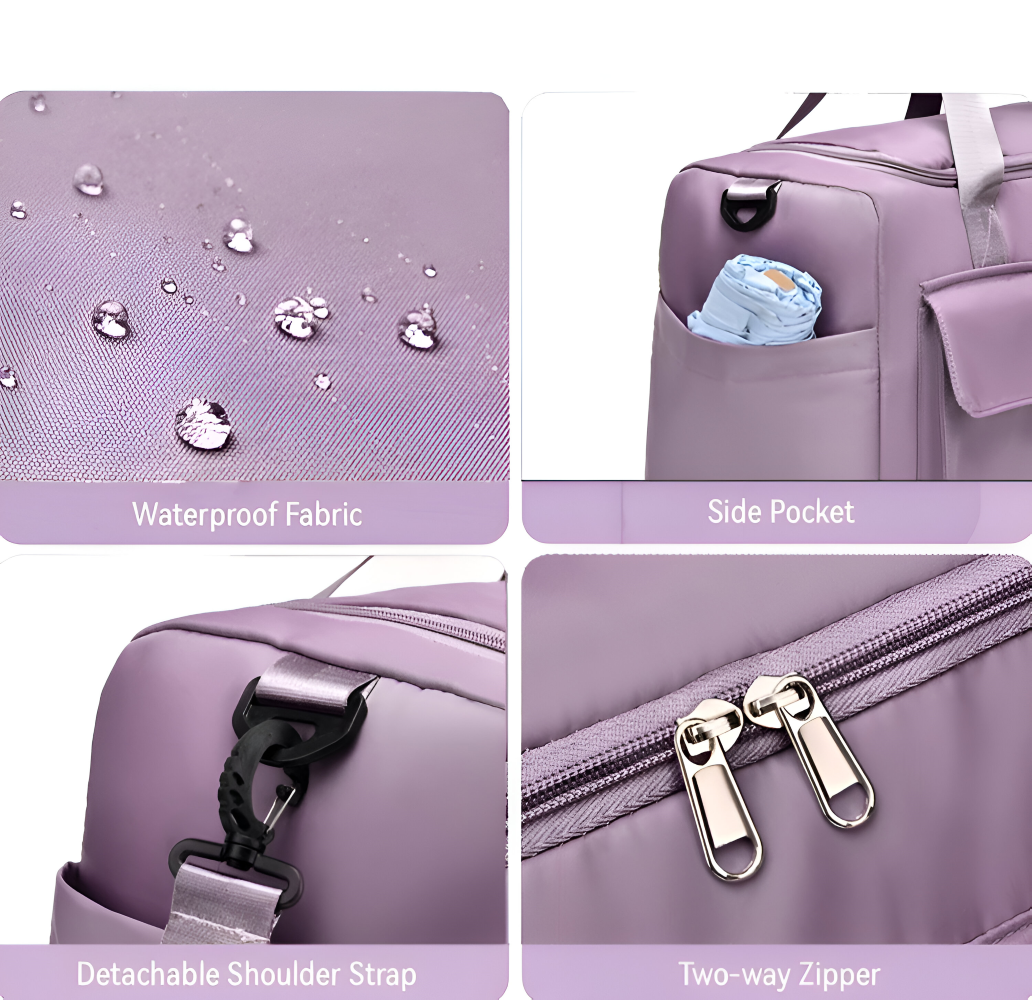 Wasserdichte Reisetasche mit Schuhfach – Leichte Wochenendtasche mit viel Staurum
