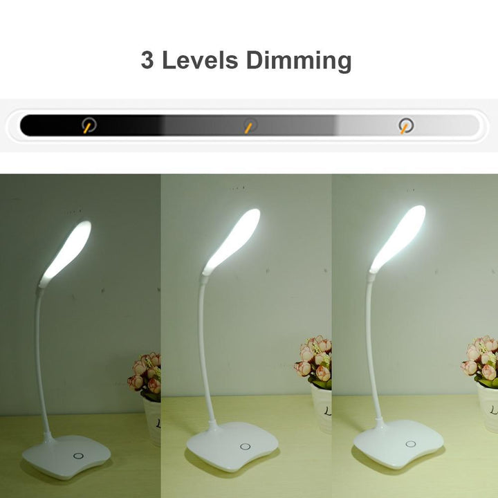 Skanto | Fleksibel 14 LED Stående Skrivebordslampe Moderne Berøringsbryter 3 Moduser Dimmer USB Oppladbar Leselys Studielampe for Soverom